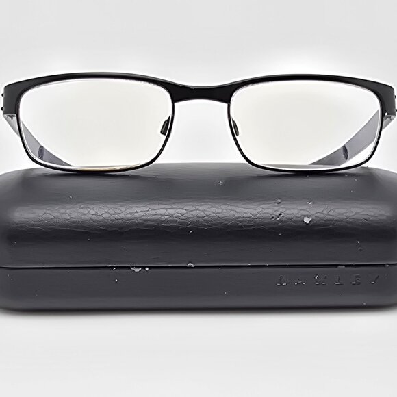 Oakley 22-198 Metal Plate Matte Black Eyeglasses Frame w Flexhinge and Case 53mm - Picture 1 of 15